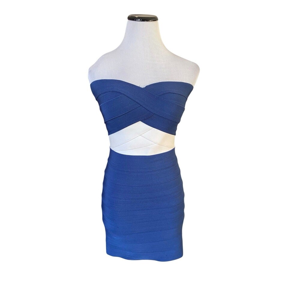 Womens Two Tone Bandage Mini Dress Strapless Bodycon Clubwear Celebrity Favorite